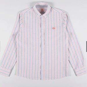 Armor Lux Pink and Blue Striped Casual Button Down Shirt